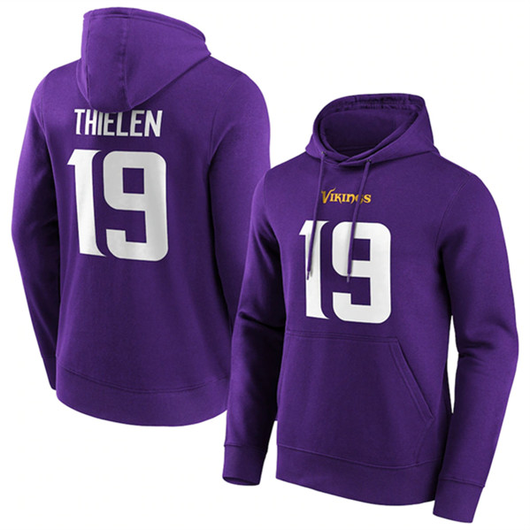 Men's Minnesota Vikings #19 Adam Thielen Purple Hoodie